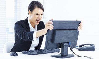 woman computer mad