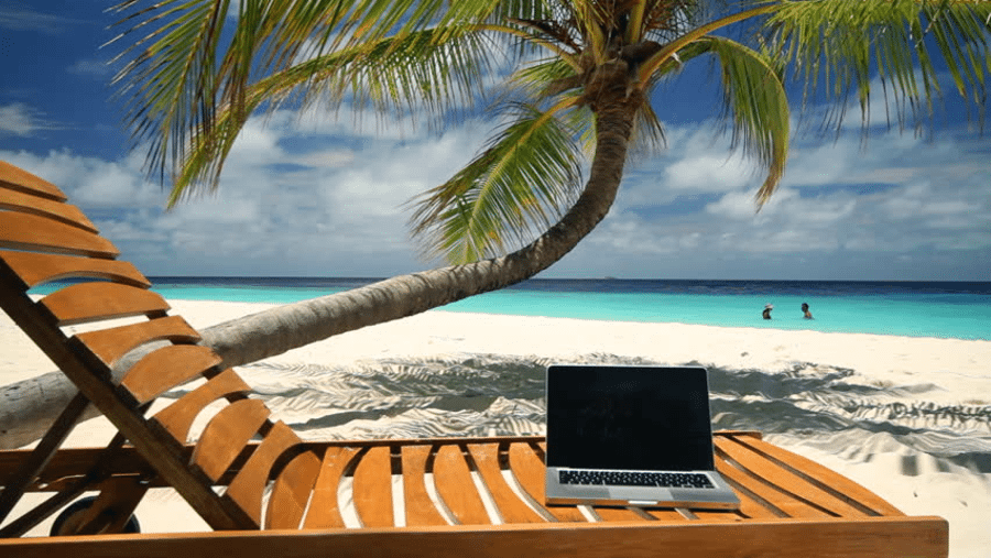 laptop beach